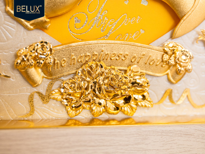 Tranh Quà Tặng Ngày Cưới dát vàng 24k- 25x20 cm